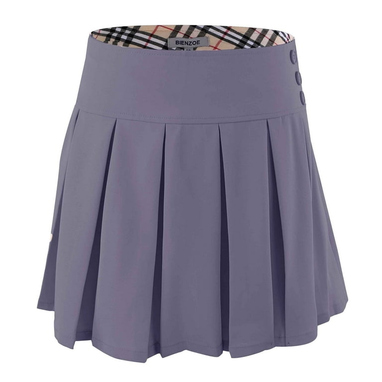 Bienzoe Girl's Stretchy Pleated Adjust Waist School Uniforms Skirt