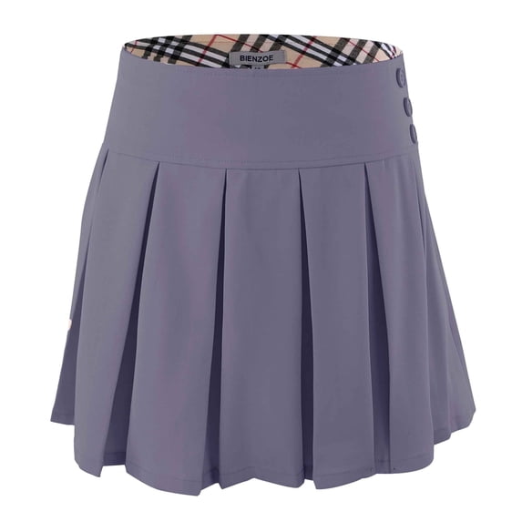 Bienzoe Girl's Stretchy Pleated Adjust Waist School Uniforms Skirt Grey 7