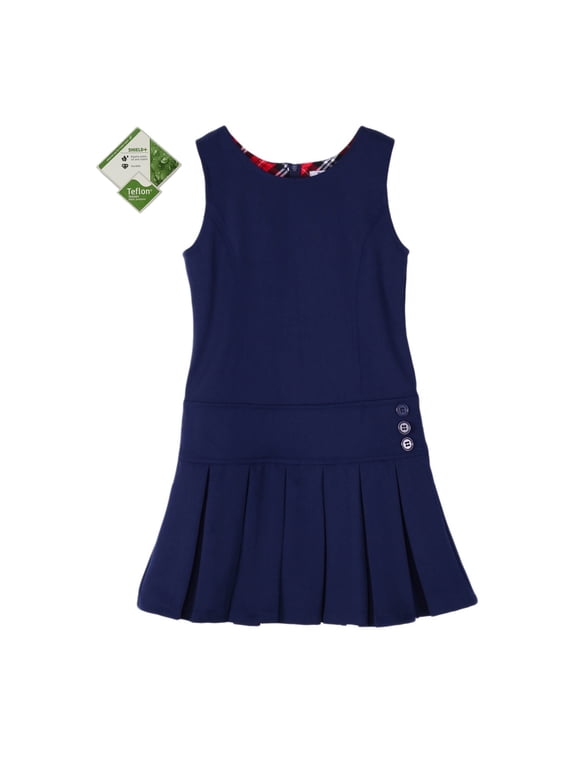 Girl's Stretchy Pleated Durable School Uniforms Jumper Navy 14