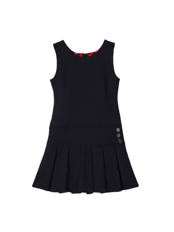 Girl's Stretchy Pleated Hem School Uniforms Jumper Black 12