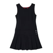 BIENZOE Girl's Stretchy Pleated Hem School Uniforms Jumper Black 16