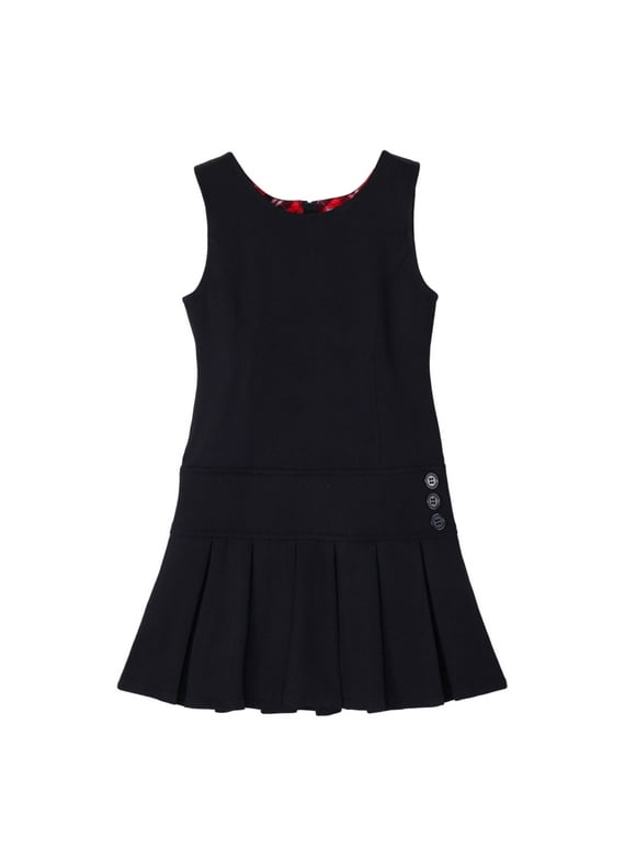 Girl's Stretchy Pleated Hem School Uniforms Jumper Black 16