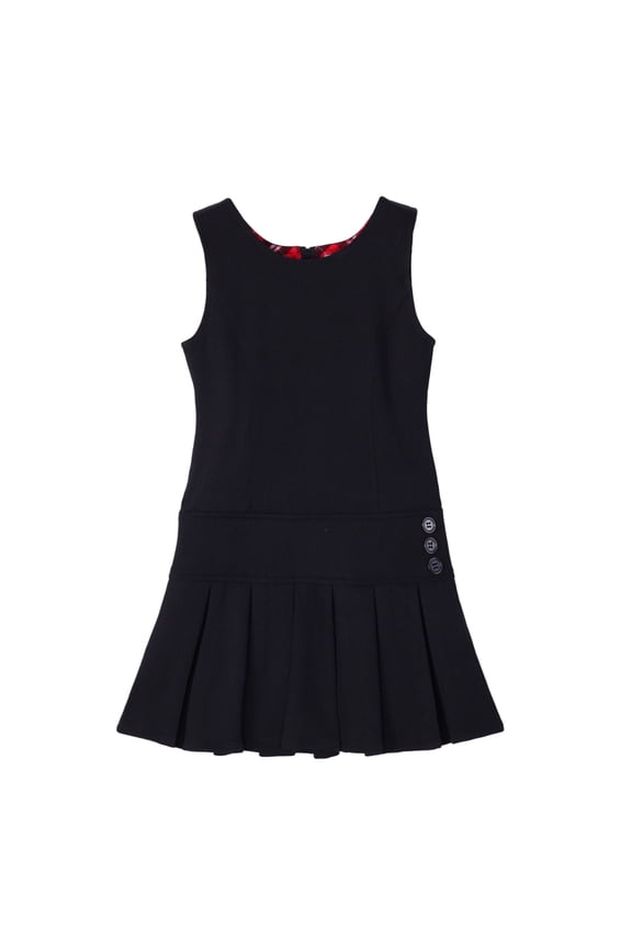 Girl's Stretchy Pleated Hem School Uniforms Jumper Black 6X