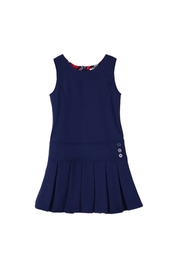 Girl's Stretchy Pleated Hem School Uniforms Jumper Navy 8