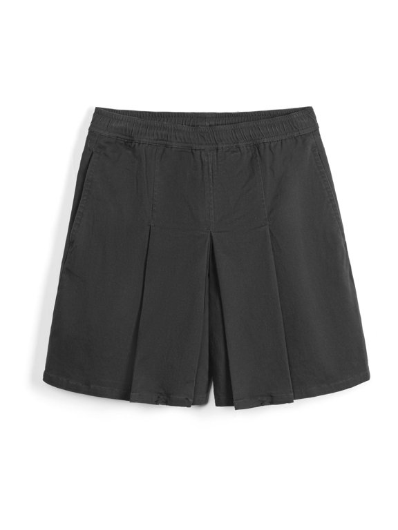 Girls School Pleated Skort: Kids Uniform Elastic Waist Skirt Shorts - Adjustable for Summer Casual Beach Outdoor Black 16