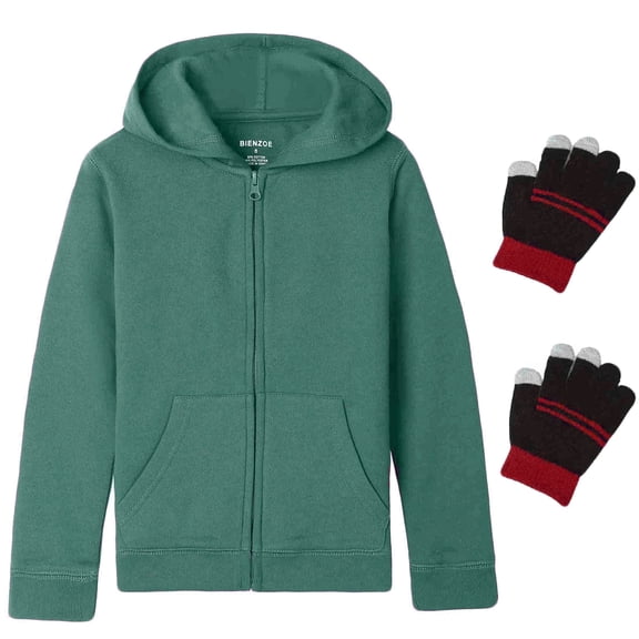 Bienzoe Girls Zip Up Hoodies Kids Fleece School Uniform Teen Soft Light Warm Plain Youth Sweatshirt Teal 8