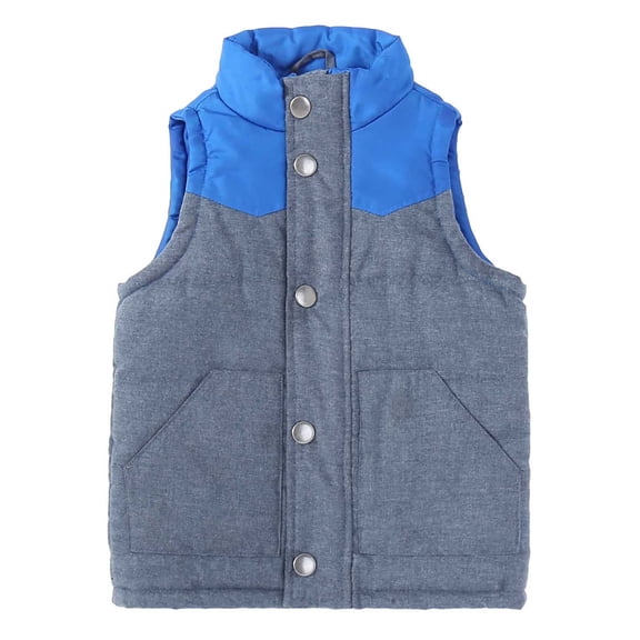 Bienzoe Kids Zip Quilted Sleeveless Warm Cotton Padded Puff Vest Blue 2