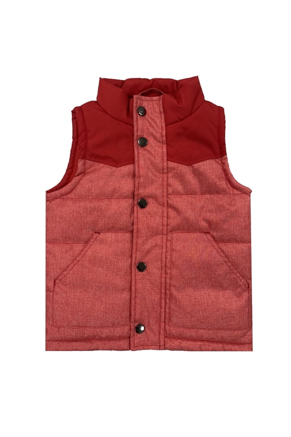 Kids Zip Quilted Sleeveless Warm Cotton Padded Puff Vest Red 3