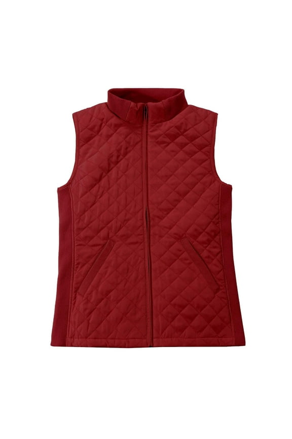 Women Casual Quilted Sleeveless Light Weight Vest Burgundy 3XL