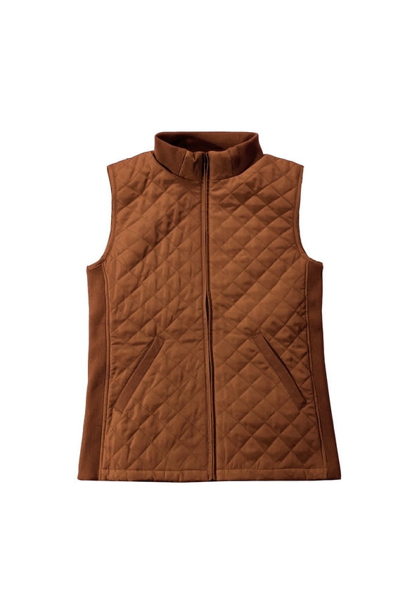 Women Casual Quilted Sleeveless Light Weight Vest Chocolate M