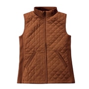 Bienzoe Women Casual Quilted Sleeveless Light Weight Vest Chocolate XXL
