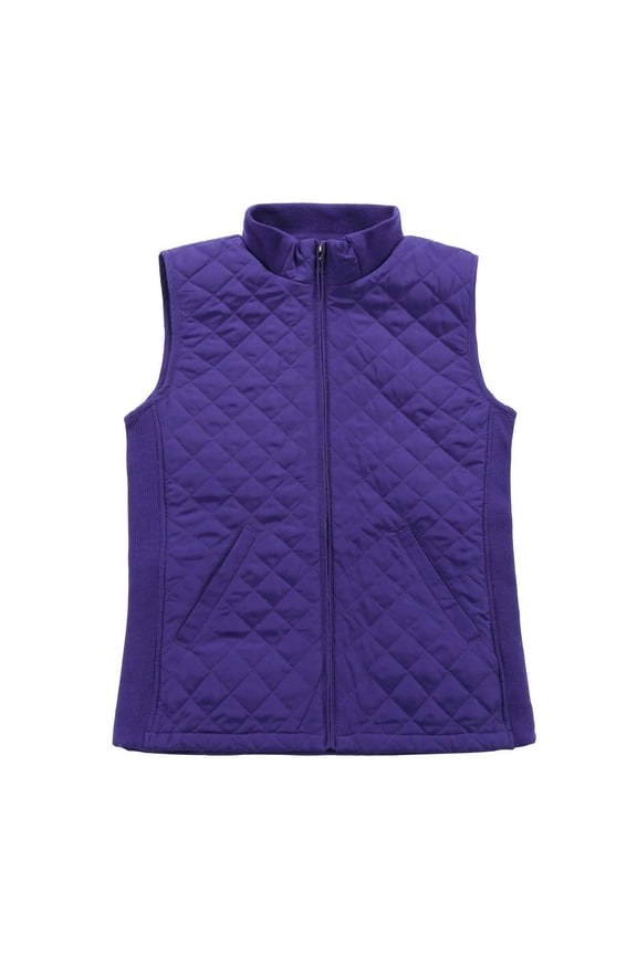 Women Casual Quilted Sleeveless Light Weight Vest Purple 3XL