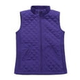 thumbnail image 1 of Bienzoe Women Casual Quilted Sleeveless Light Weight Vest Stretch Rib Purple XL, 1 of 8
