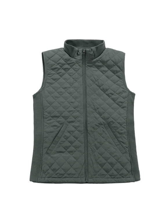 Women Lightweight Quilted Vest Puffer Padded Fashion Zip Causal Jacket Dark Grey 2XL