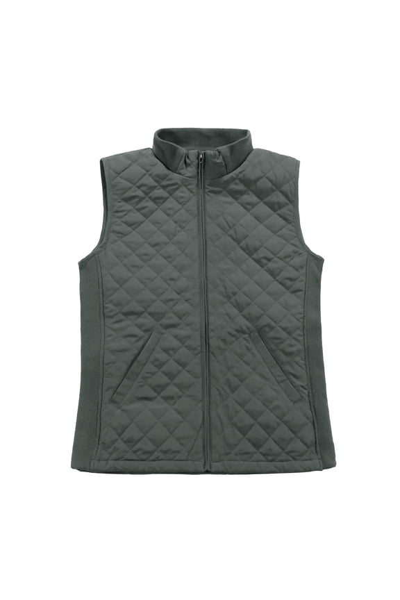 Women Lightweight Quilted Vest Puffer Padded Fashion Zip Causal Jacket Dark Grey L