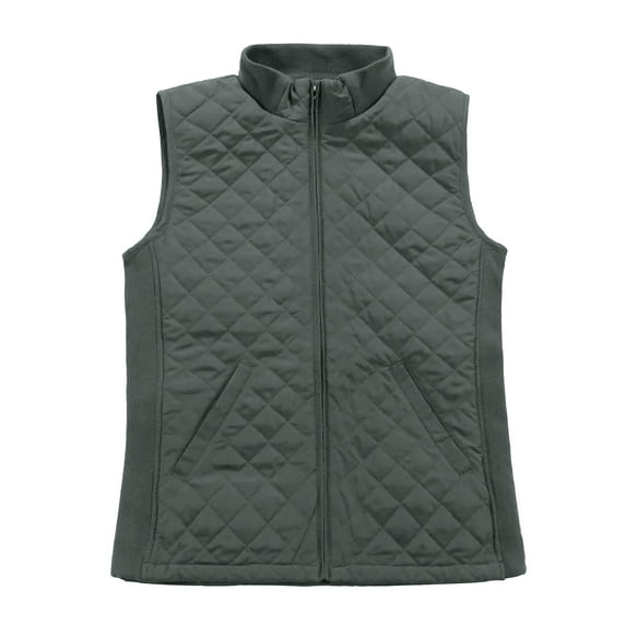Bienzoe Women Lightweight Quilted Vest Puffer Padded Fashion Zip Causal Jacket Dark Grey S