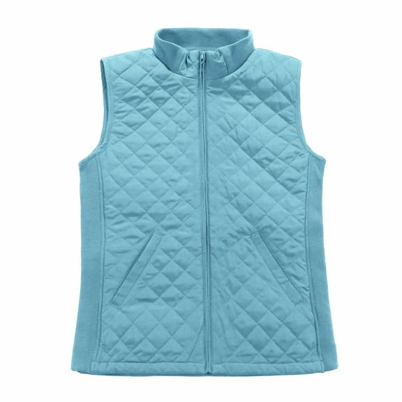 Bienzoe Women Lightweight Quilted Vest Puffer Padded Fashion Zip Causal Jacket Light Blue L