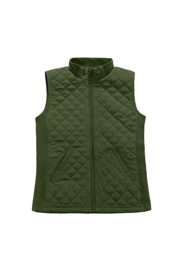 Women Lightweight Quilted Vest Puffer Padded Fashion Zip Causal Jacket Olive S