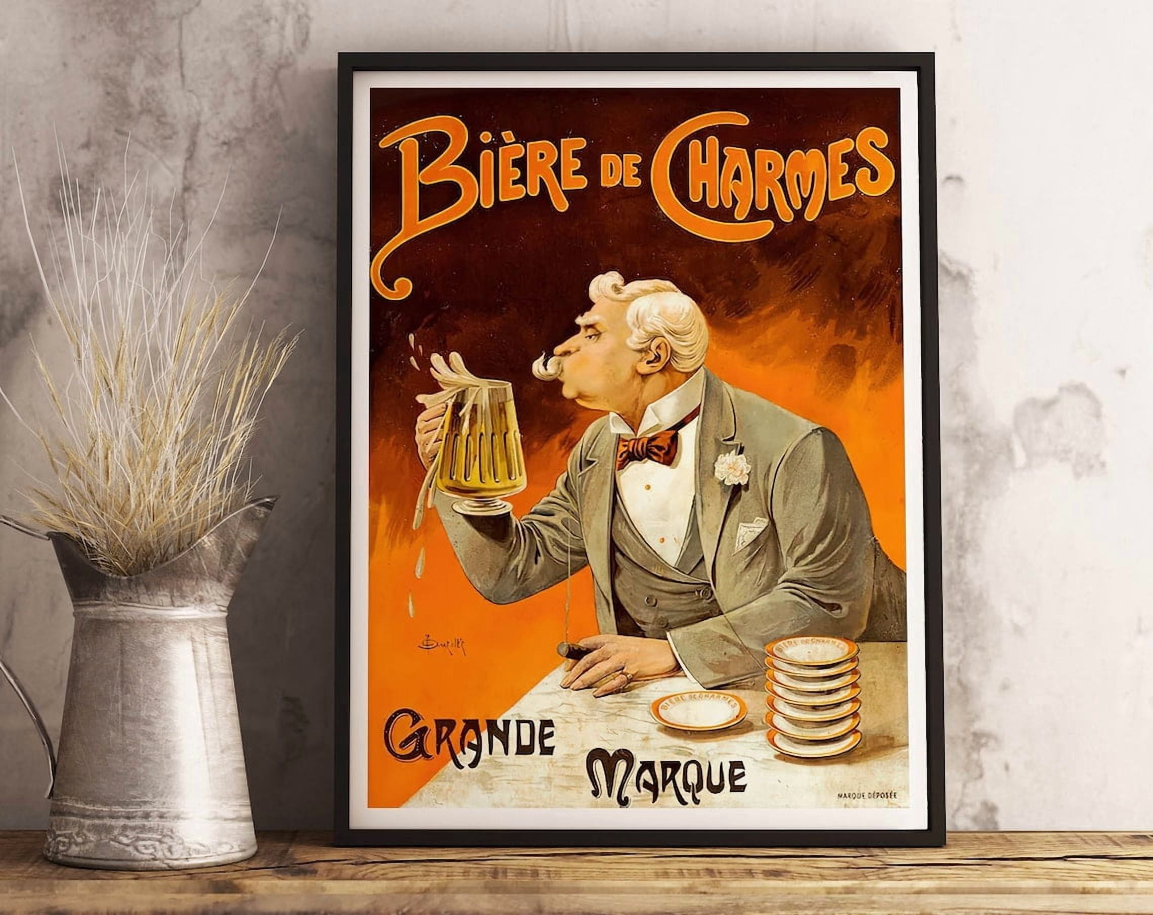 Biere De Charmes Wall Art Print, Vintage French Advertisement And ...