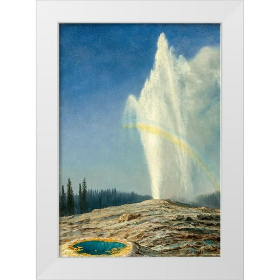 Bierstadt, Albert 11x14 White Modern Wood Framed Museum Art Print Titled - Old Faithful