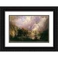thumbnail image 1 of Bierstadt, Albert 14x11 Black Ornate Wood Framed with Double Matting Museum Art Print Titled - Rocky Mountain Landscape, 1 of 4