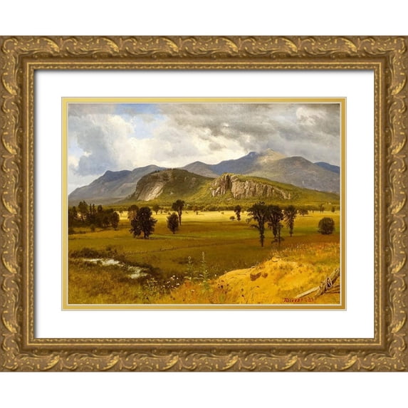 Bierstadt, Albert 14x11 Gold Ornate Wood Framed with Double Matting Museum Art Print Titled - Moat Mountain, Intervale, New Hampshire