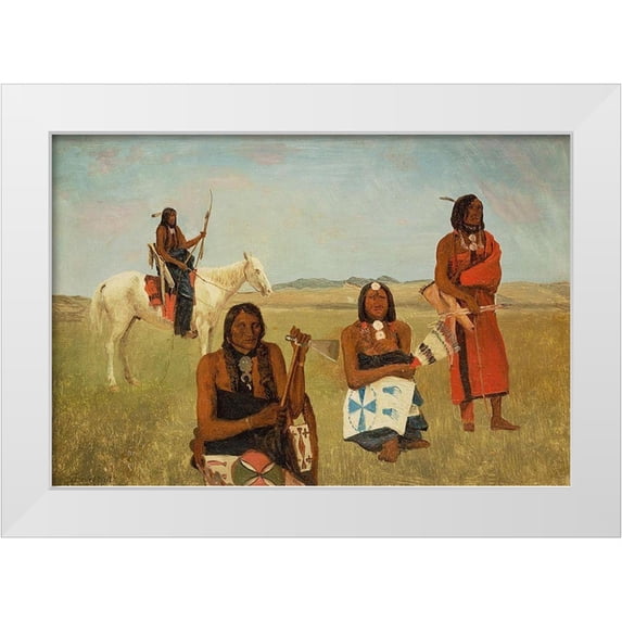 Bierstadt, Albert 14x11 White Modern Wood Framed Museum Art Print Titled - Indians near Fort Laramie