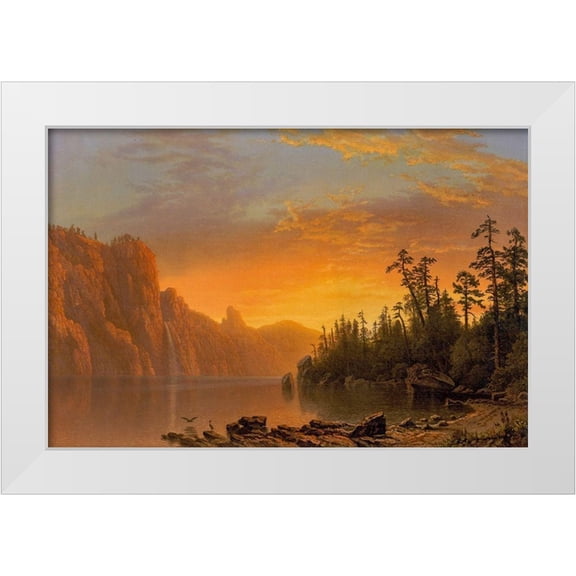 Bierstadt, Albert 14x11 White Modern Wood Framed Museum Art Print Titled - Sunset California scenery