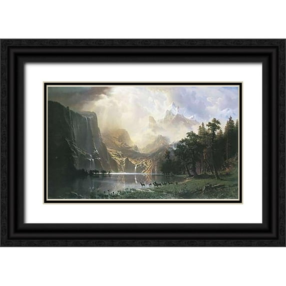 Bierstadt, Albert 18x12 Black Ornate Wood Framed with Double Matting Museum Art Print Titled - Sierra Nevada In California