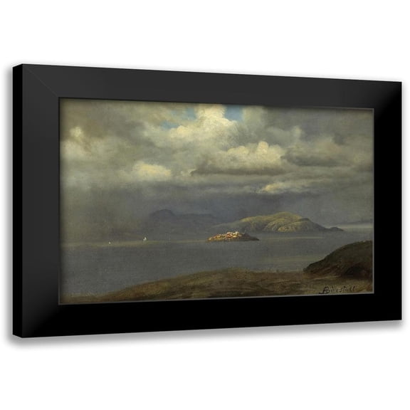 Bierstadt, Albert 18x13 Black Modern Framed Museum Art Print Titled - Alcatraz, San Francisco Bay