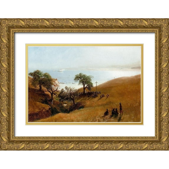 Bierstadt, Albert 18x13 Gold Ornate Wood Framed with Double Matting Museum Art Print Titled - Monterey, California