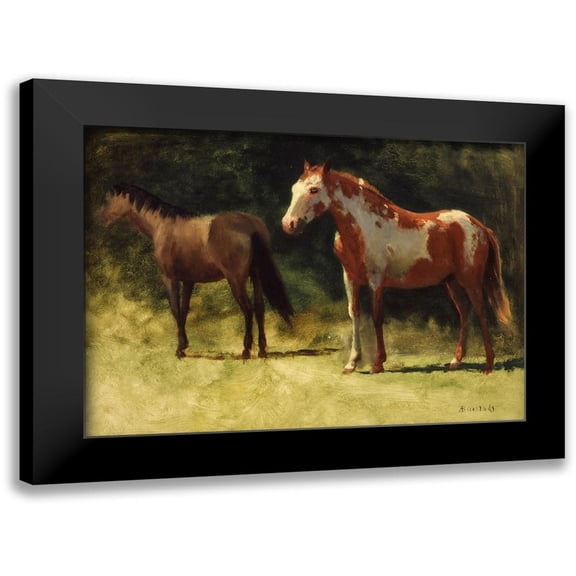Bierstadt, Albert 18x14 Black Modern Framed Museum Art Print Titled - Two Horses