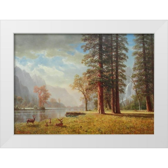 Bierstadt, Albert 18x14 White Modern Wood Framed Museum Art Print Titled - The Hetch Hetchy Valley, California