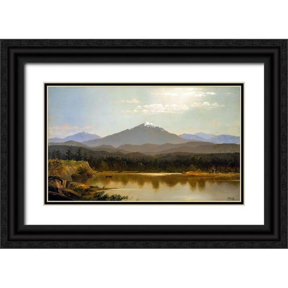 Bierstadt, Albert 24x16 Black Ornate Wood Framed with Double Matting Museum Art Print Titled - Laramie Peak