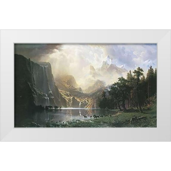 Bierstadt, Albert 24x16 White Modern Wood Framed Museum Art Print Titled - Sierra Nevada In California