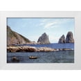 thumbnail image 1 of Bierstadt, Albert 24x17 White Modern Wood Framed Museum Art Print Titled - Rowing Off The Rocks, 1 of 4