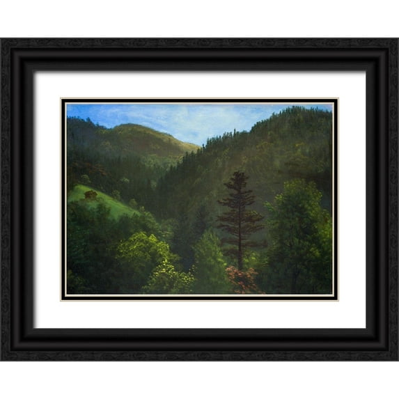 Bierstadt, Albert 24x18 Black Ornate Wood Framed with Double Matting Museum Art Print Titled - Wooded Landscape