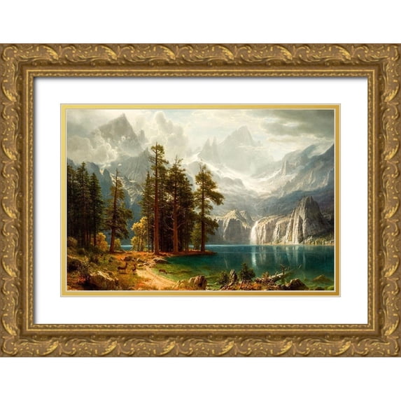 Bierstadt, Albert 24x18 Gold Ornate Wood Framed with Double Matting Museum Art Print Titled - Sierra Nevada