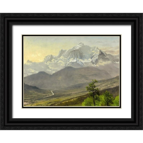 Bierstadt, Albert 24x19 Black Ornate Wood Framed with Double Matting Museum Art Print Titled - Mont Blanc