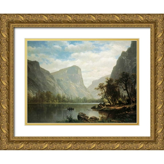 Bierstadt, Albert 24x19 Gold Ornate Wood Framed with Double Matting Museum Art Print Titled - Mirror Lake, Yosemite Valley