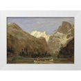 thumbnail image 1 of Bierstadt, Albert 32x23 White Modern Wood Framed Museum Art Print Titled - Boating through Yosemite Valley with Half Dome in the Distance, 1 of 4