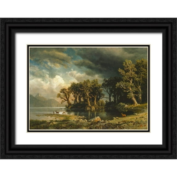 Bierstadt, Albert 32x24 Black Ornate Wood Framed with Double Matting Museum Art Print Titled - The coming storm