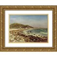thumbnail image 1 of Bierstadt, Albert 32x24 Gold Ornate Wood Framed with Double Matting Museum Art Print Titled - Coastal Scene, 1 of 4