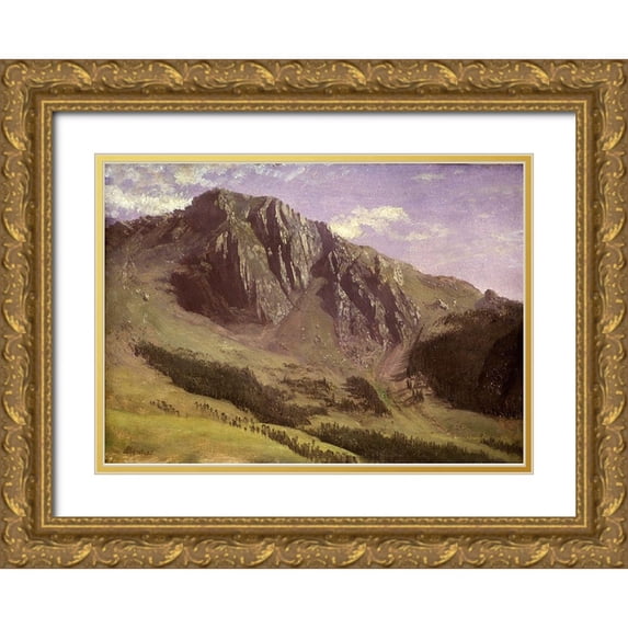 Bierstadt, Albert 32x24 Gold Ornate Wood Framed with Double Matting Museum Art Print Titled - Mountains