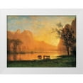 thumbnail image 1 of Bierstadt, Albert 32x25 White Modern Wood Framed Museum Art Print Titled - Sundown at Yosemite, 1 of 4