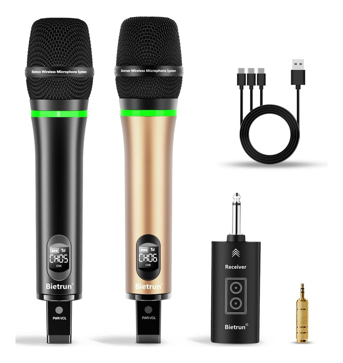 Bietrun Wireless Microphone with Echo, Treble, Bass ＆ Bluetooth, 160 FT Range, UHF Portable Dual Handheld Karaoke Dynamic Microphone System, for Kara Bietrun ® Wireless microphone system WXM07 3in1 Product Review Tangobaldy™