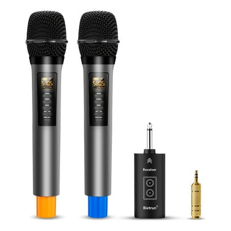 Bietrun Wireless Microphones with Echo,Treble,Bass&Bluetooth,160FT Range,Portable UHF Handheld Karaoke Dynamic Microphone System with Rechargeable Receiver for Karaoke,Singing,Amp,PA System,DJ,Stage
