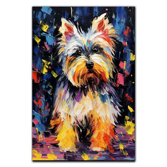 Biewer Terrier Dog Starry Night Van Gogh Wall Art Canvas for Living Room Oil Painting Artwork Landscape Canvas Artwok for Living Room Bedroom Home Decorations Wall Decor Large