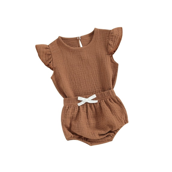 Biezeib Baby Girl Shorts Outfit Solid Color Fly Sleeve Round Neck T-Shirt with Shorts 2 Pcs Summer Clothes
