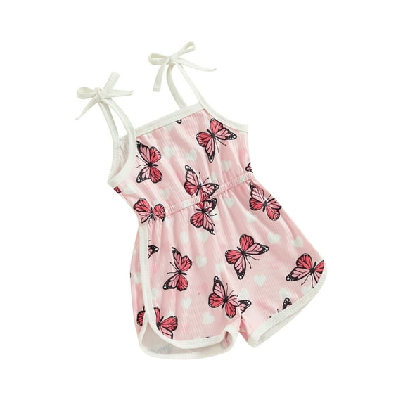 Biezeib Baby Girl Sleeveless Romper Summer Butterfly Print Shorts Jumpsuit Playsuit for Newborn Toddler Cute Clothes